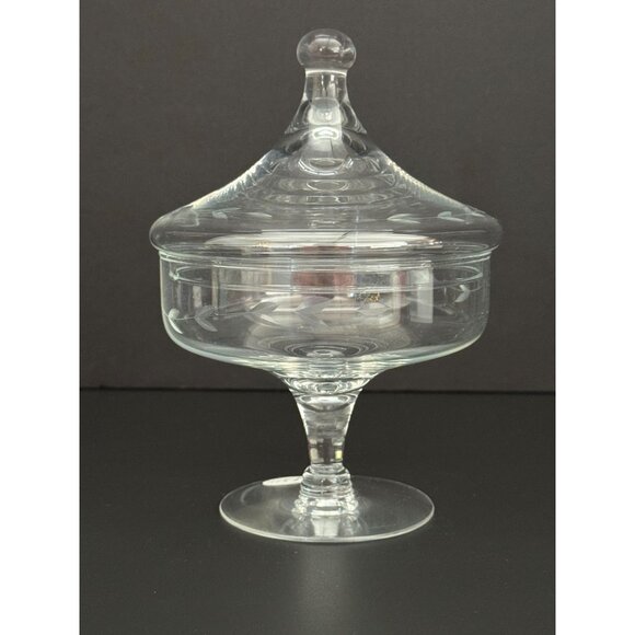 Vintage Princess House Pedestal Lidded Candy Dish 7" Tall X 4.5" Diameter Clear - Picture 1 of 12